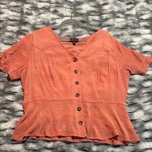 Coral Button-Up Women's Top